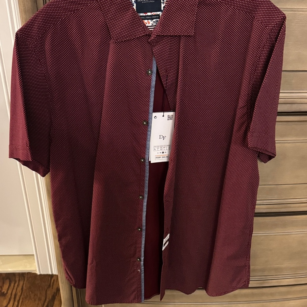 Denim & Flower Burgundy Casual Button Down Shirt